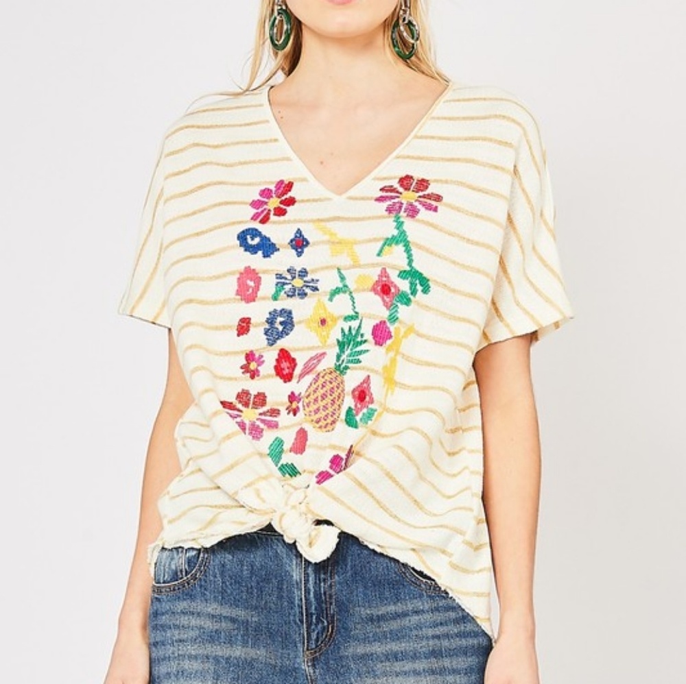 Embroidered Striped Top - Picture 5 of 5